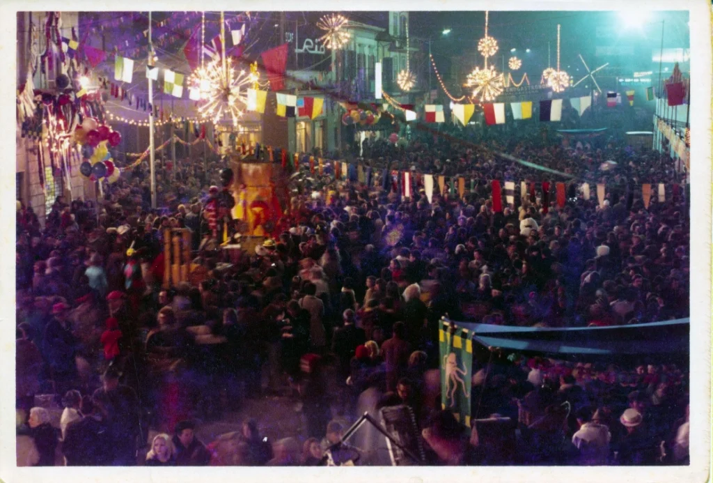 Via Coppino illuminata a festa durante la notte del Baccanale