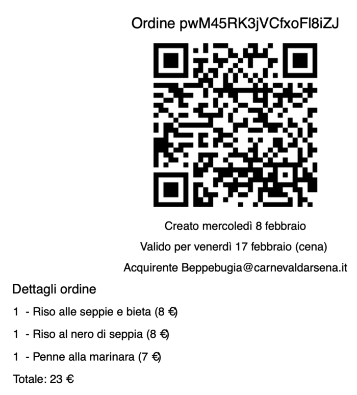 Mostra il QR Code e Ritira i Piatti