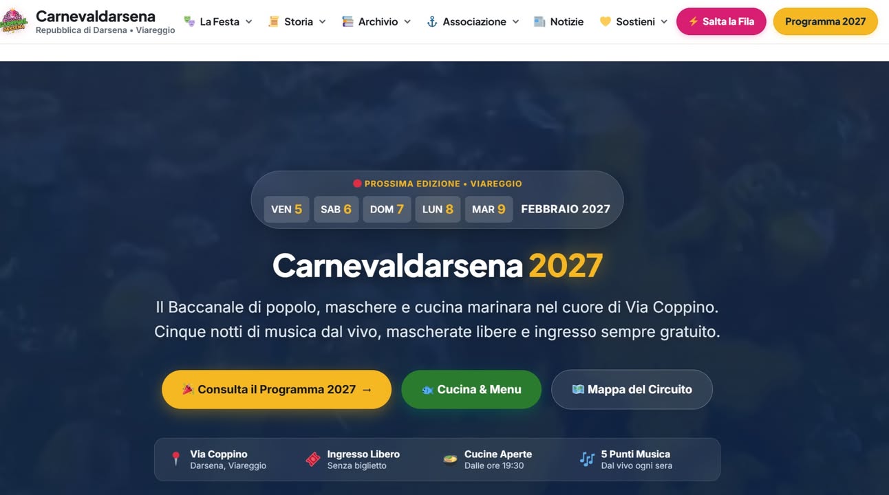 🎭 Il Carnevaldarsena ha una nuova casa online
