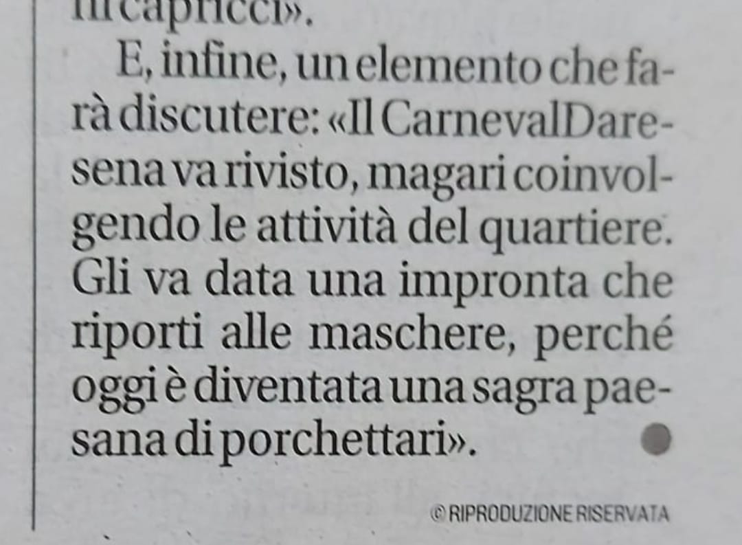 Il Carnevaldarsena – “sagra paesana di porchettari” unica…